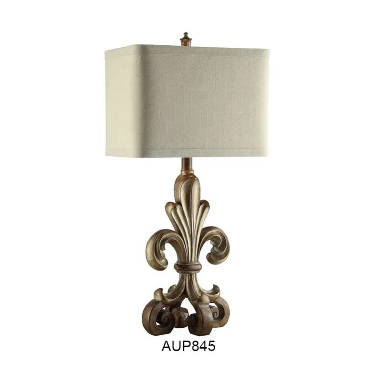 wholesale farmhouse antique resin flower decorative hotel vintage bed side table lamps