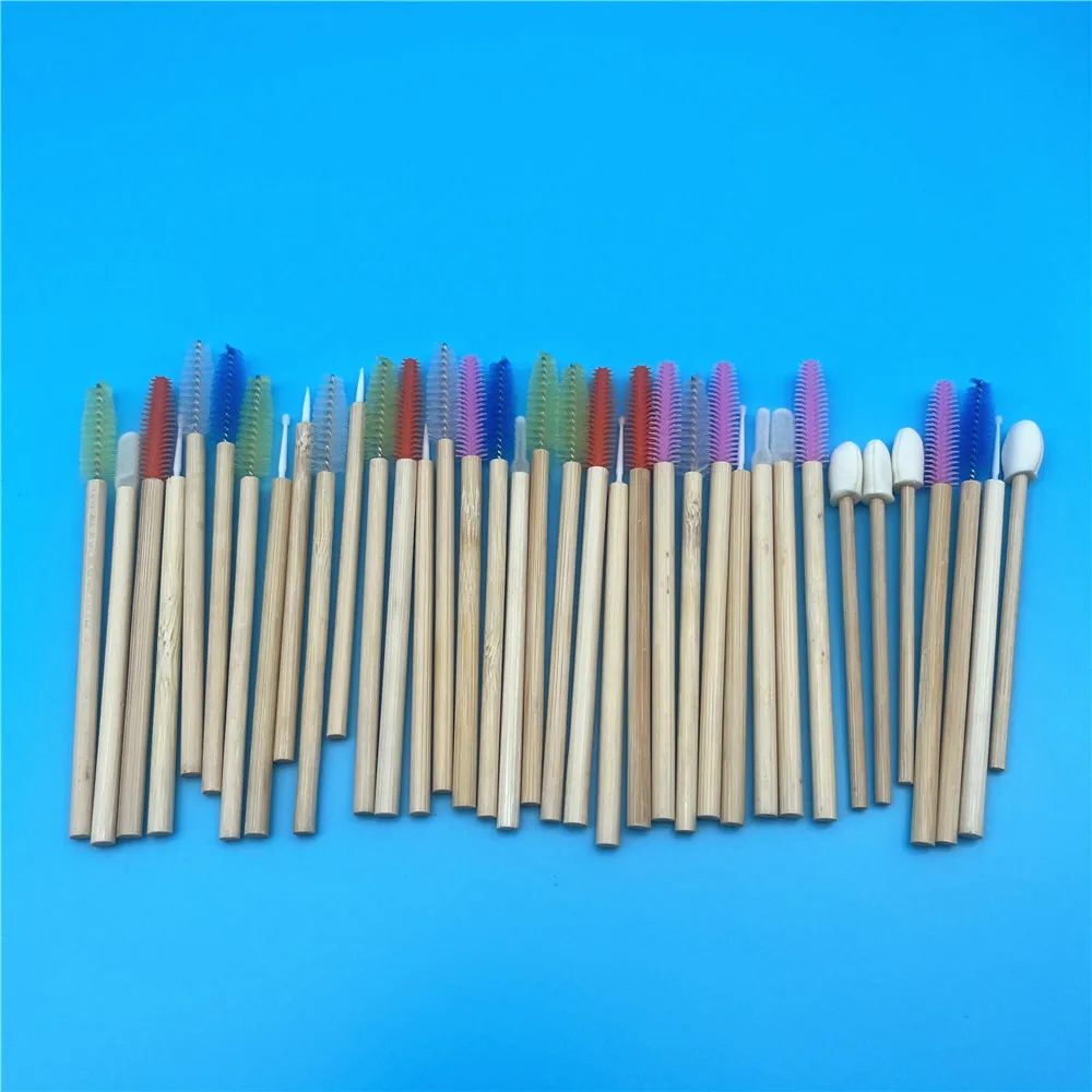 Hot selling eco-friendly bamboo handle nylon hair disposable eyeliner brush disposable bamboo makeup brush