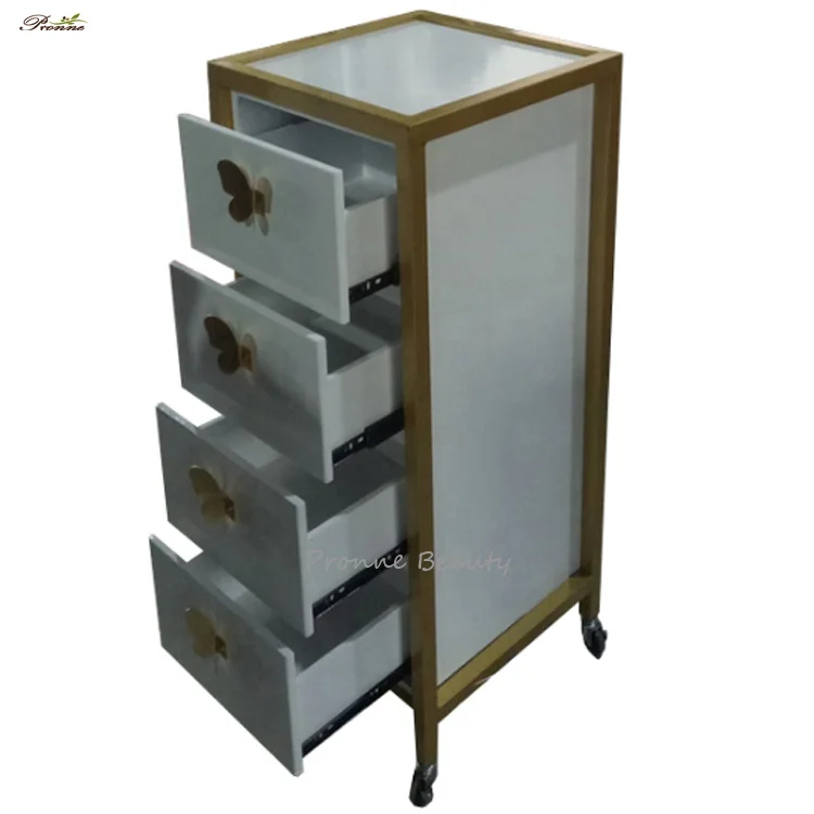 Luxury Wholesale Beauty Salon Nail Barber Shop Gorgeous Rolling Butterfly Pink Trolleys Carts