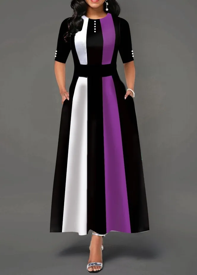 
wholesale floral print fabric plus size patchwork dress midi dress 