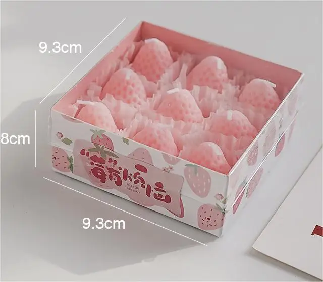 Wholesale Popular Exquisite Luxury Design Hand-made Strawberry Shaped Soy Wax Scented Candle As Gift Set