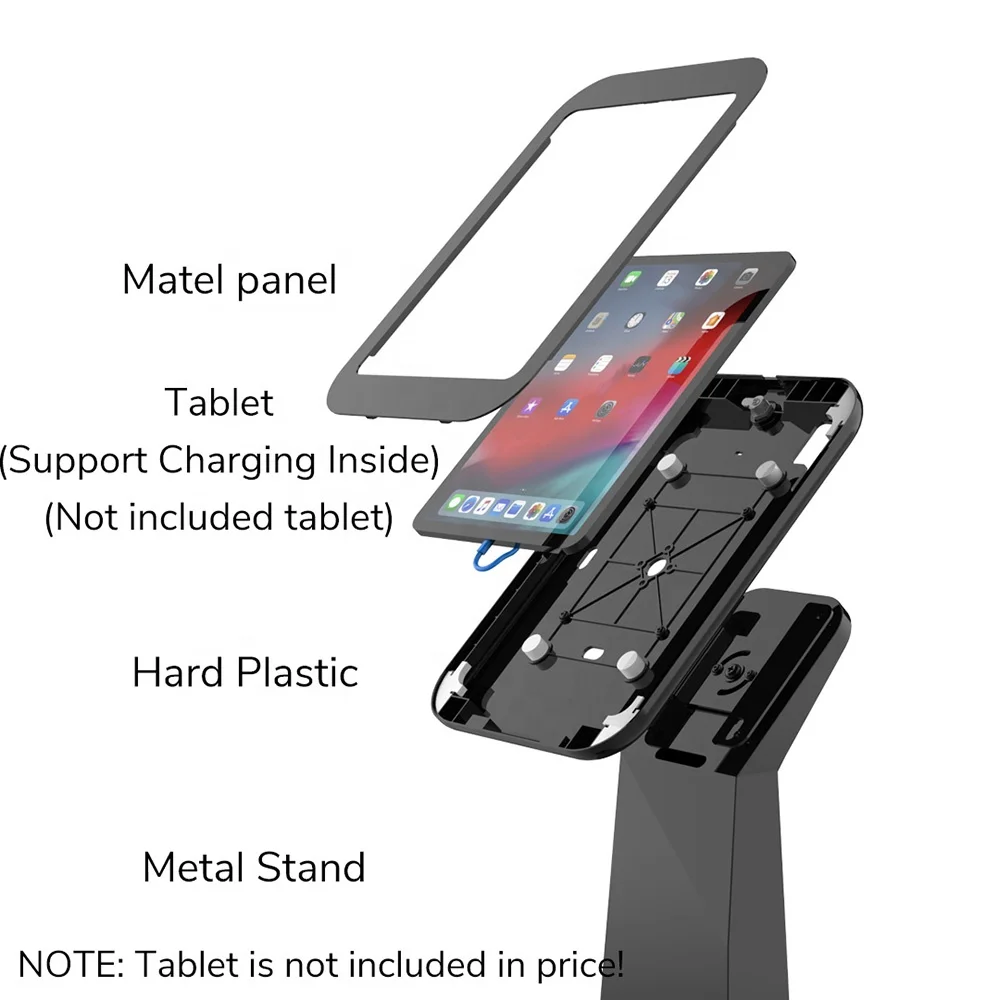 Tablet Floor Stand For iPad Samsung Exhibition Tablet Kiosk Auto Show Tablet PC Floor Stand Restaurant Car Shop Self Service