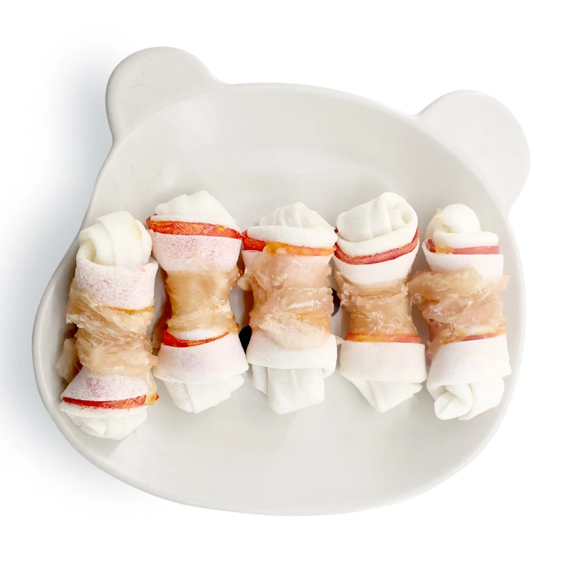 Natrual Flavor Chicken Meat Wrapped Rawhide Bones Teeth Clean Breath Fresh Dog Chews Healthy Dog Treats Wholesale Pet Snacks 5g