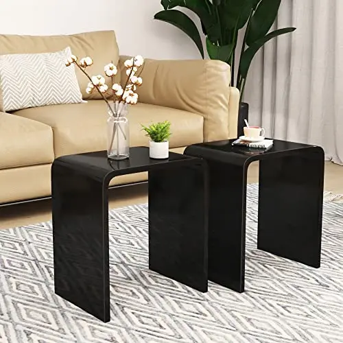 Modern waterfall transparent rectangular table round side table end acrylic coffee side table for living room bathroom