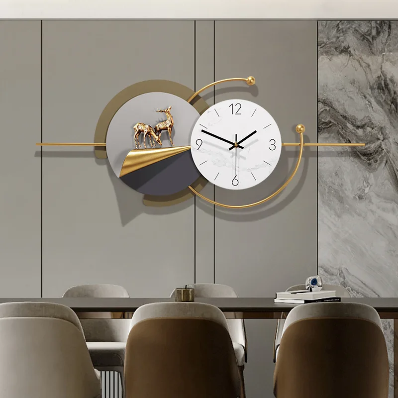 Creative big silent metal wall art clock for home decor luxury gear style