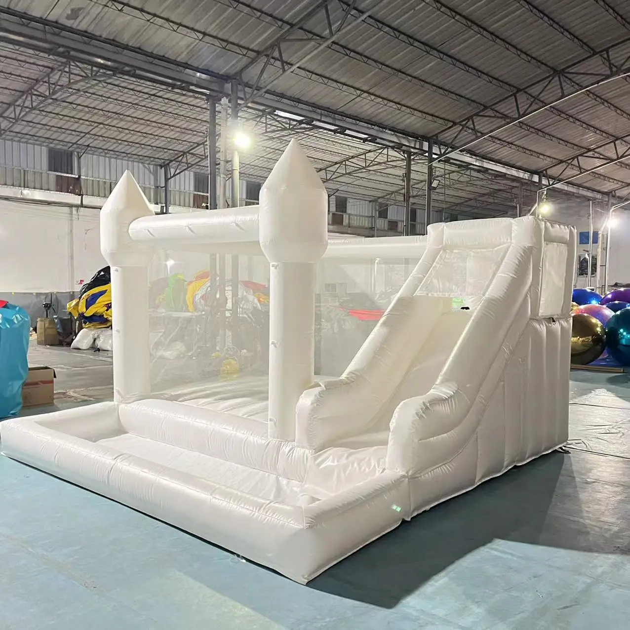 Commercial White Castle Inflatable Bouncer House Mini White Bounce House with Balls for Baby Bouncers