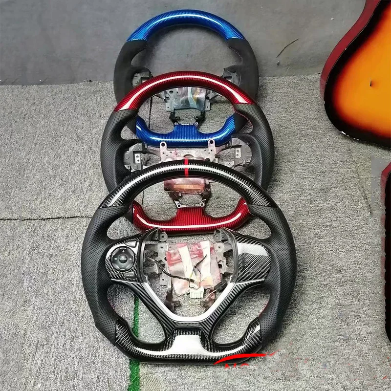 Рулевое колесо из углеродного волокна для Honda Jade civic 9, сборка с перфорированной кожей, светодиодная подсветка