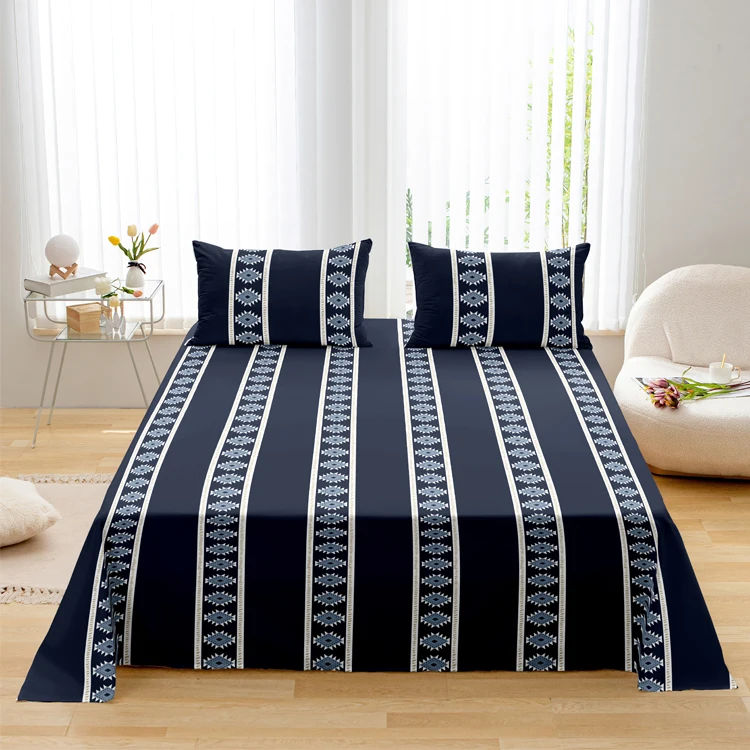 China Factory Wholesale 100% Polyester Black Twin Full Queen King Size  Microfiber bed sheet set Hotel Sheet Set