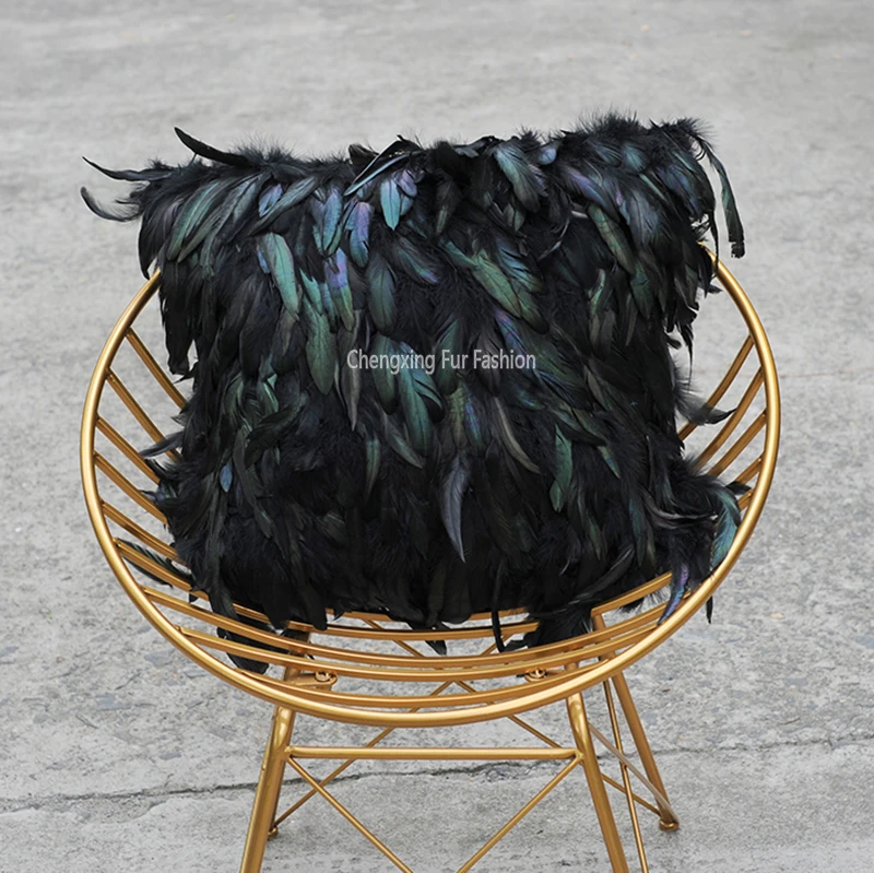 CX-D-70E Cheap Hot Selling Home Decorative Furry Feather Pillow Cases for Sofa Bed Floor