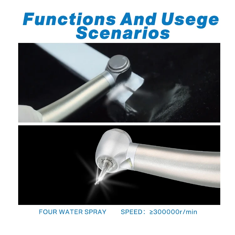 High quality 4 holes dental handpiece air turbine led dental high speed handpiece 4 water spray dental highspeed handpiece