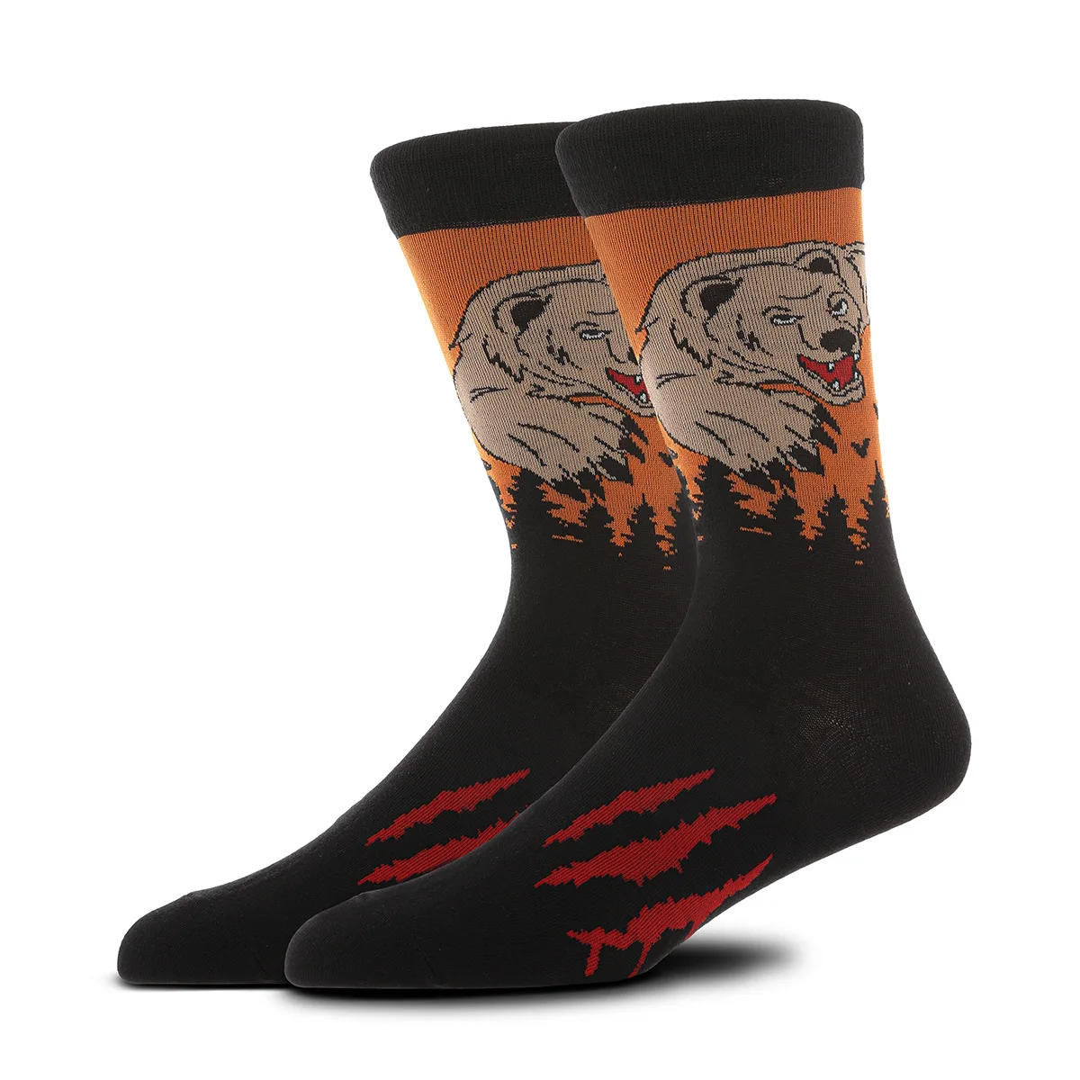 Wholesale Trendy Cartoon Lion Pattern Colorful Comfortable Crew Socks Cotton Chic Fashion Tube Socks for Women