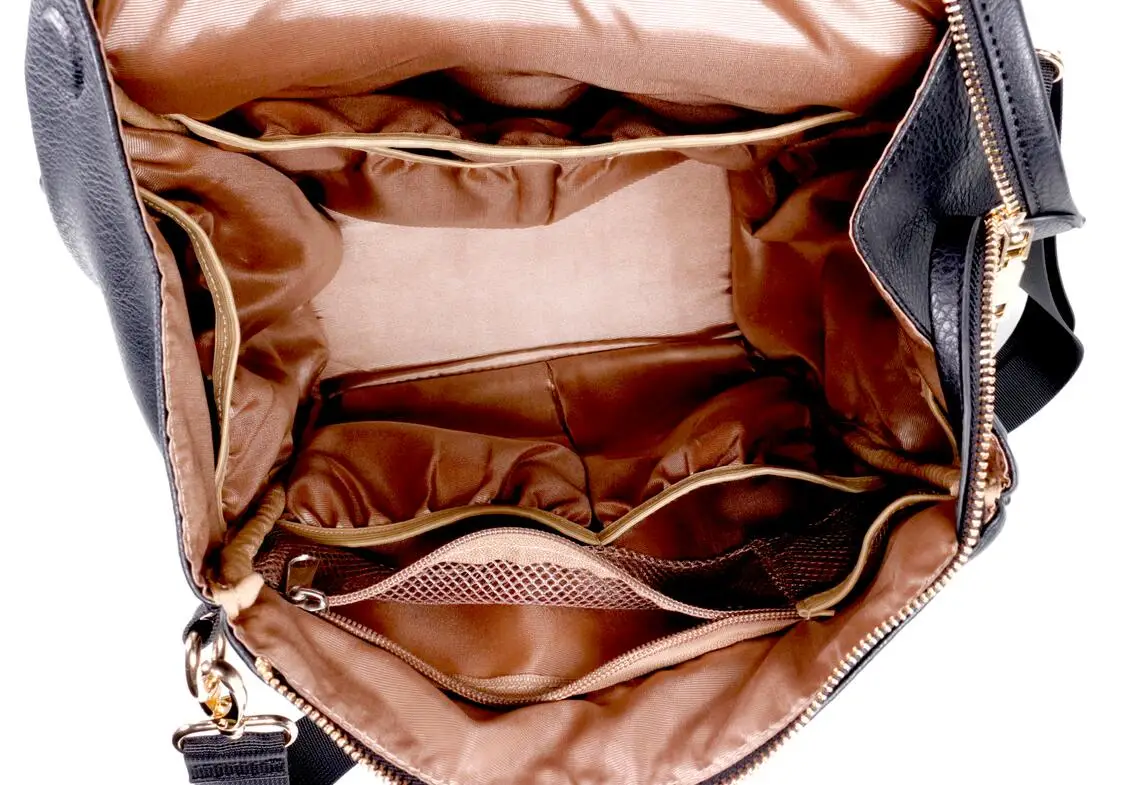 Convertible Custom Vegan Pu Leather Mommy Diaper Backpack Bag with Changing mat Travel Back Pack Maternity Baby Changing Bags