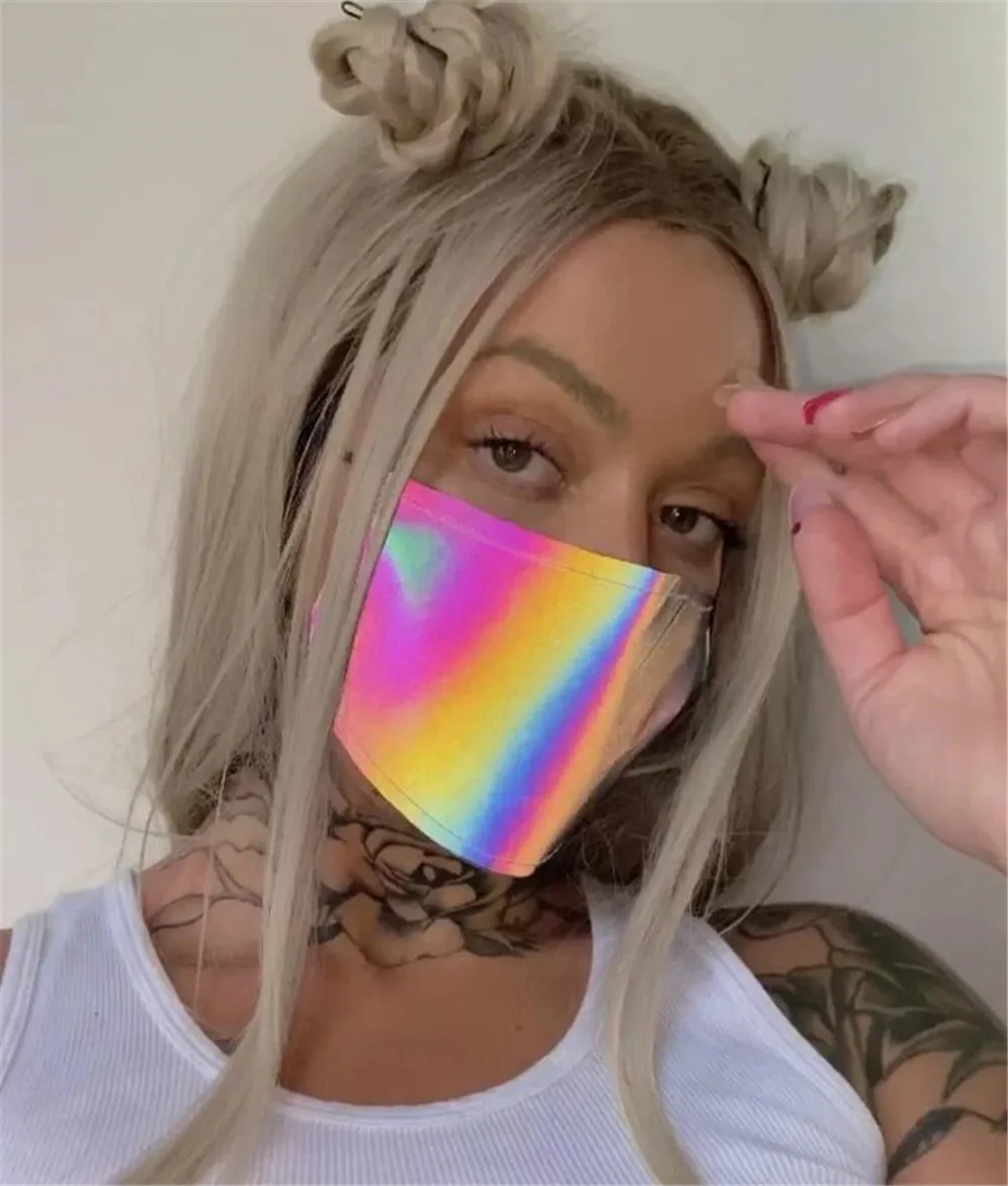 
F21398A 2020 fashion Hot style colorful reflective Electric syllables party mask 