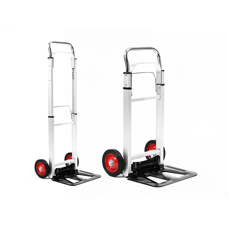 Factory Wholesale Load Capacity Aluminum alloy Frame Foldable Hand Truck Cart 2 Wheels Hand Cart For Warehouse Mini Cart