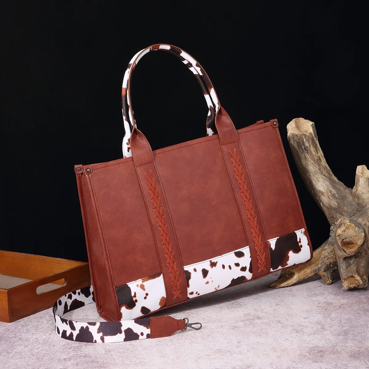 Wholesale Bag Factory Price Women Handbag Cow Print Bags with Fashion LOGO Leather Tote Cow Bag