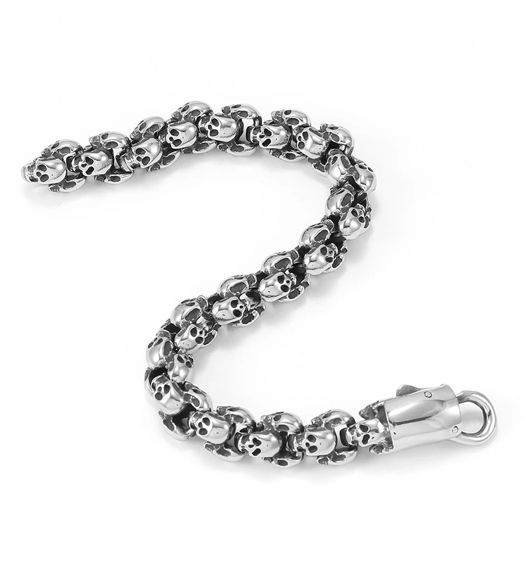 2022 Bulk Wholesale China Manufacturer Vendor Stainless Steel Skull Bead Men Bracelet
