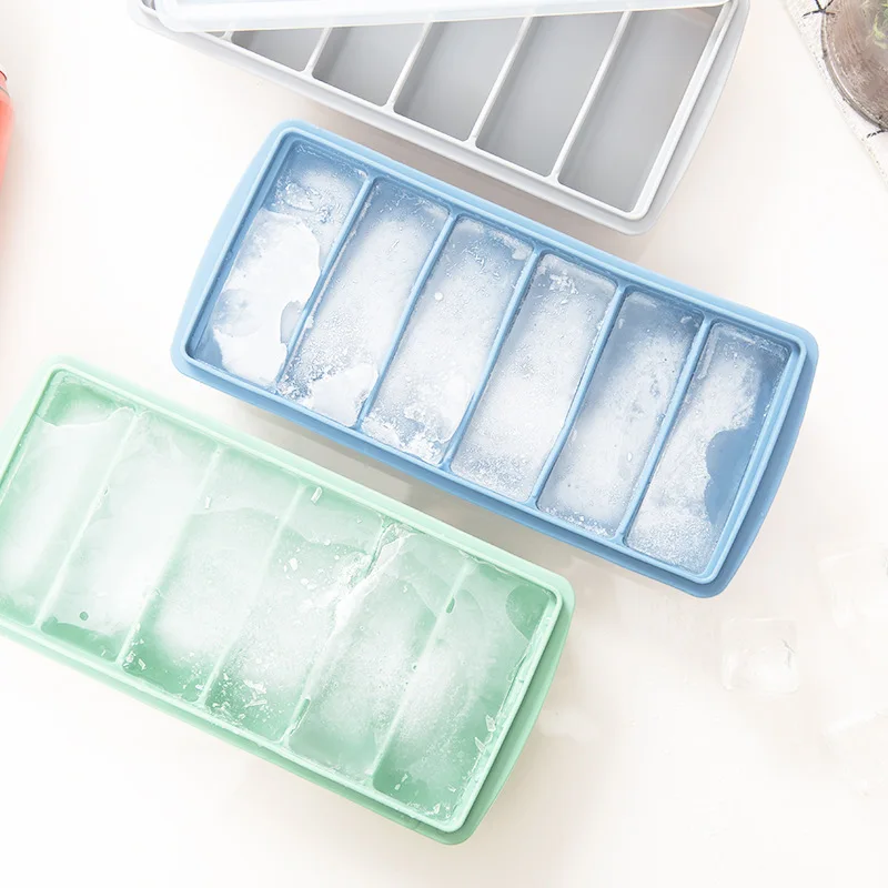 Wholesale Rectangle Long strip Ice Cube Mold 6 Cavity 10 Cavity Ice Cube Tray with Lid