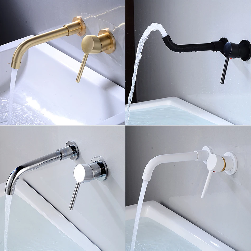 High quality brushed nickel bath single hole bathroom faucet exposed wall mount faucet