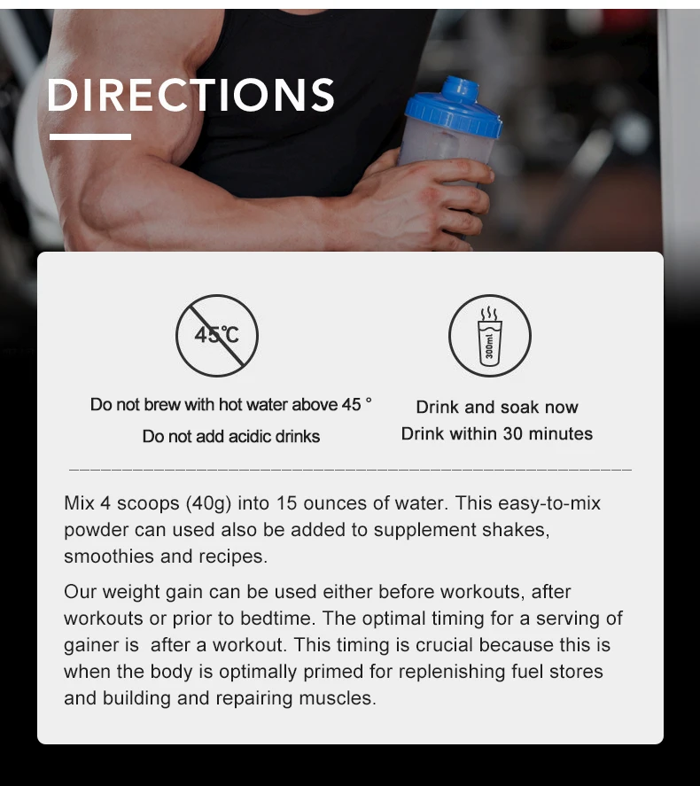 Private label High Protein Sports Supplements Hip butt Weight Gain Pre Workout Muscle Mass Gainer Whey Protein Powder