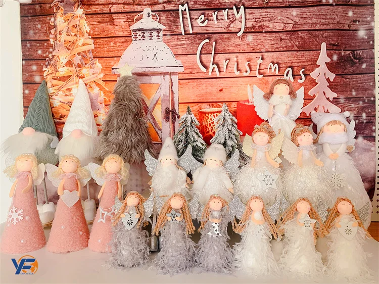 Latest Personalised Handmade 17cm Standing Santa Claus Toys Ornaments Nordic Plush Christmas Tree Angel Doll Decor