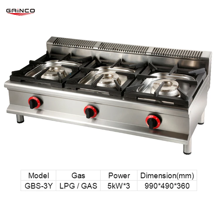 Kitchen Table Gas Cooker Cooking Appliances 3 Burner Stove/ Cooktops Commercial Stove Gas Burner