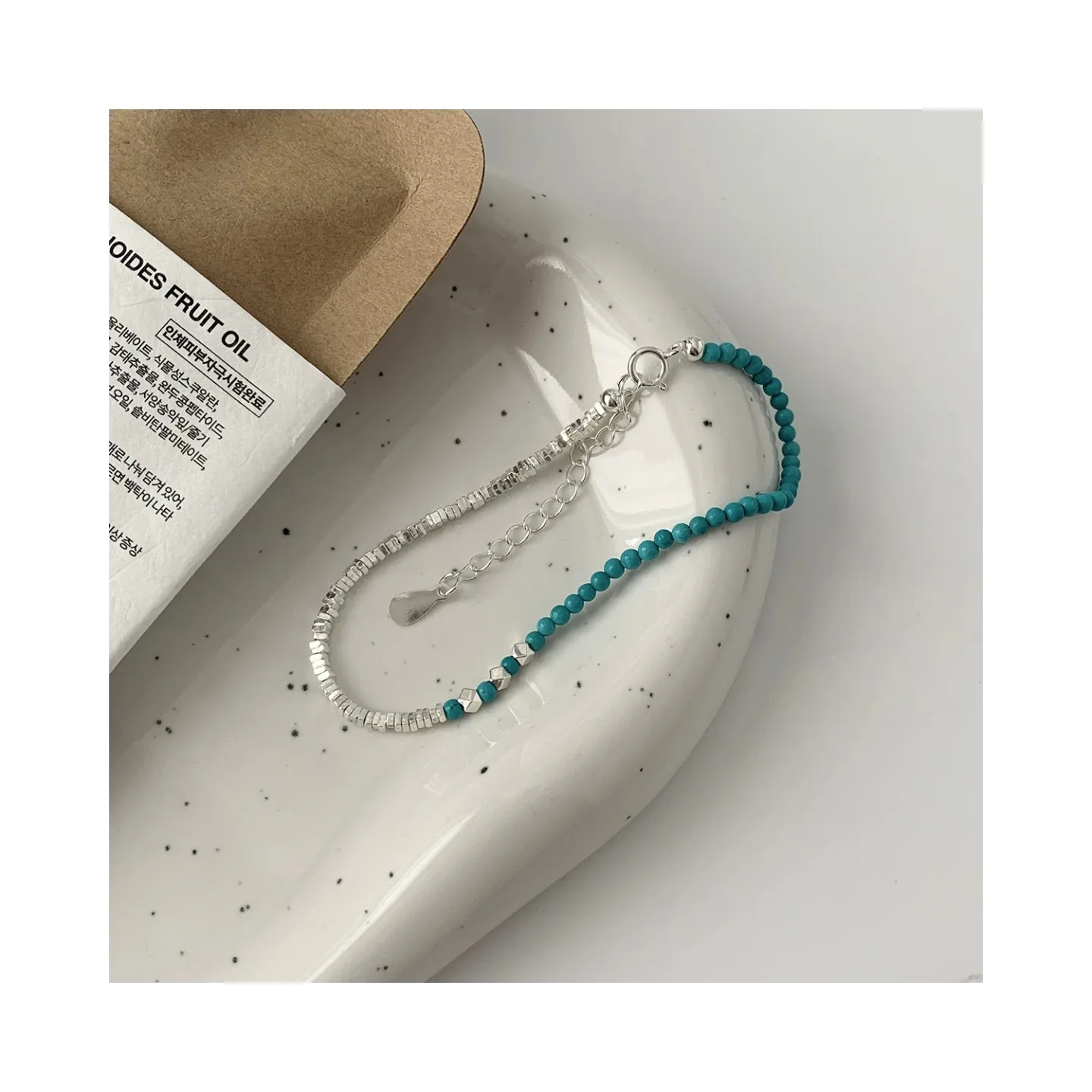 HP S925 sterling silver scrap silver jewelry silver 925 natural stone turquoise bracelet freshwater pearls bracelet