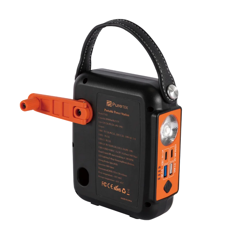 Led Portable Hand Cranked Outdoor Flashlight Rechargeable Folding Charger With Flashlight