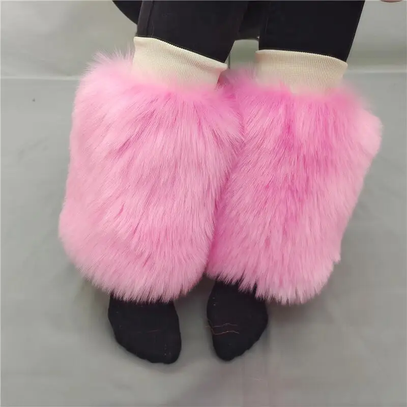 Women Faux Fur Leg Warmers Women Fall Leggings Boots Stocking Girls Lolita Punk Boot Cover Harajuku Fur Foot Warming Cosplay