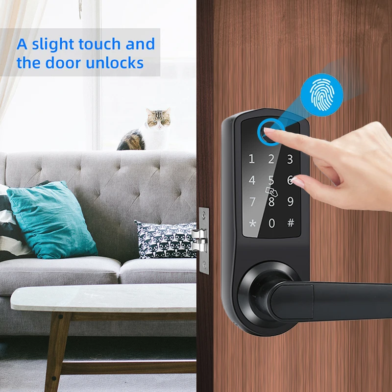 2022 New Arrival 5-in-1 Keyless Entry Door Locks Fingerprint Lock with Keypads and Voice Guide for Home