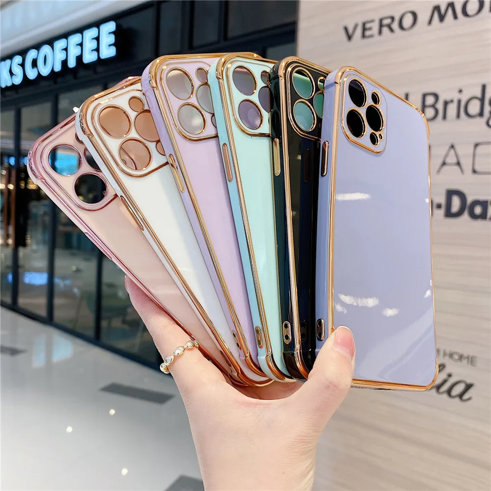 6D Electroplated TPU Soft Cell Phone Case For iPhone 13 12 11 XR XS Max,for iPhone 14 Plating Case Cover