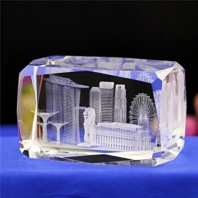 JY crystal поставка с фабрики фигурка из хрустального Куба модель здания прямые продажи 3D-лазерное травление стеклянные кубики подарочной коробкой