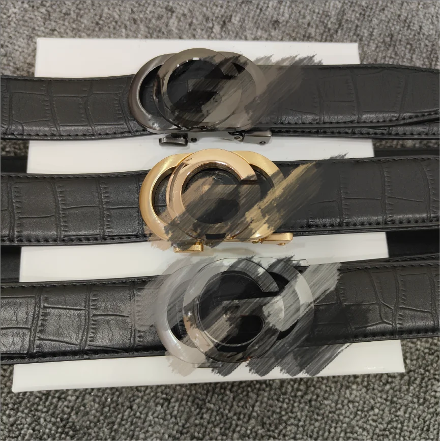 Custom Metal Buckle Gg Genuine Leather Belt For Men Big Designer Brand  Classic Design Black Belt