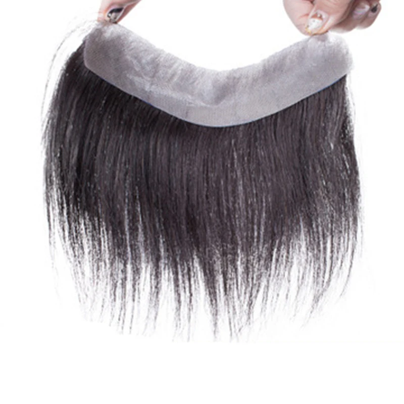 
Men Topper 100% Human Hair Piece V Loop Front Hairline Toupee for Men Wigs Non-Remy Hair Replacement Frontal 