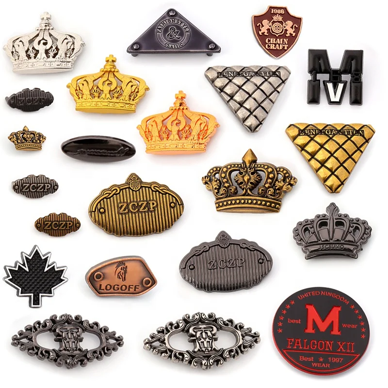Customized luxury Metal handbags Logos Labels Printed and Embossed Name Tags Custom  Sewing Plate Tags for bags Accessories
