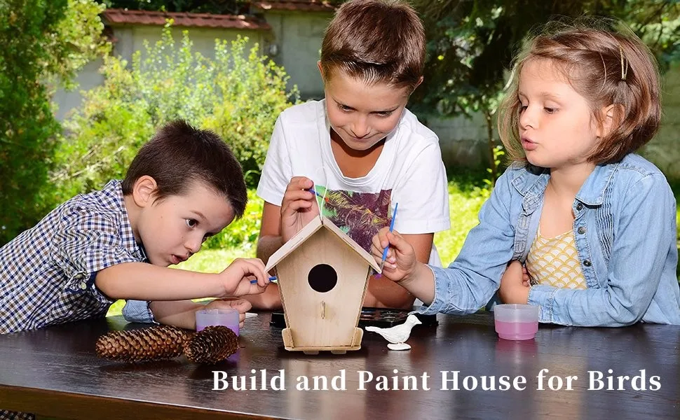 
Hot Selling Novelty Cute Wood DIY White Bird Feeder House Kit IBEI 