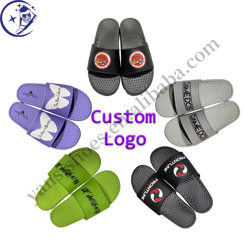 OEM Hot Sale Custom Design Slippers With Logo Men Engraving Slippers PVC Footwear Slides Unisex Gym Slides
