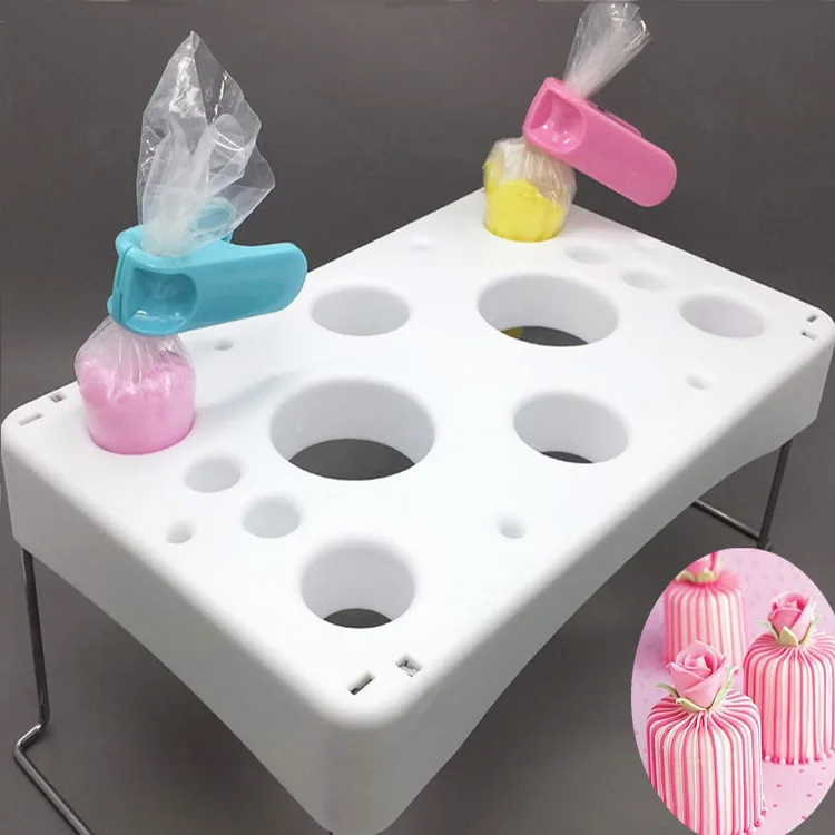 New Arrival 12 Hole Folding Cake Piping Bag Rack Pastry Bag Stand Piping Bag Holder Cream Work Table Holder Cake Decor Tool