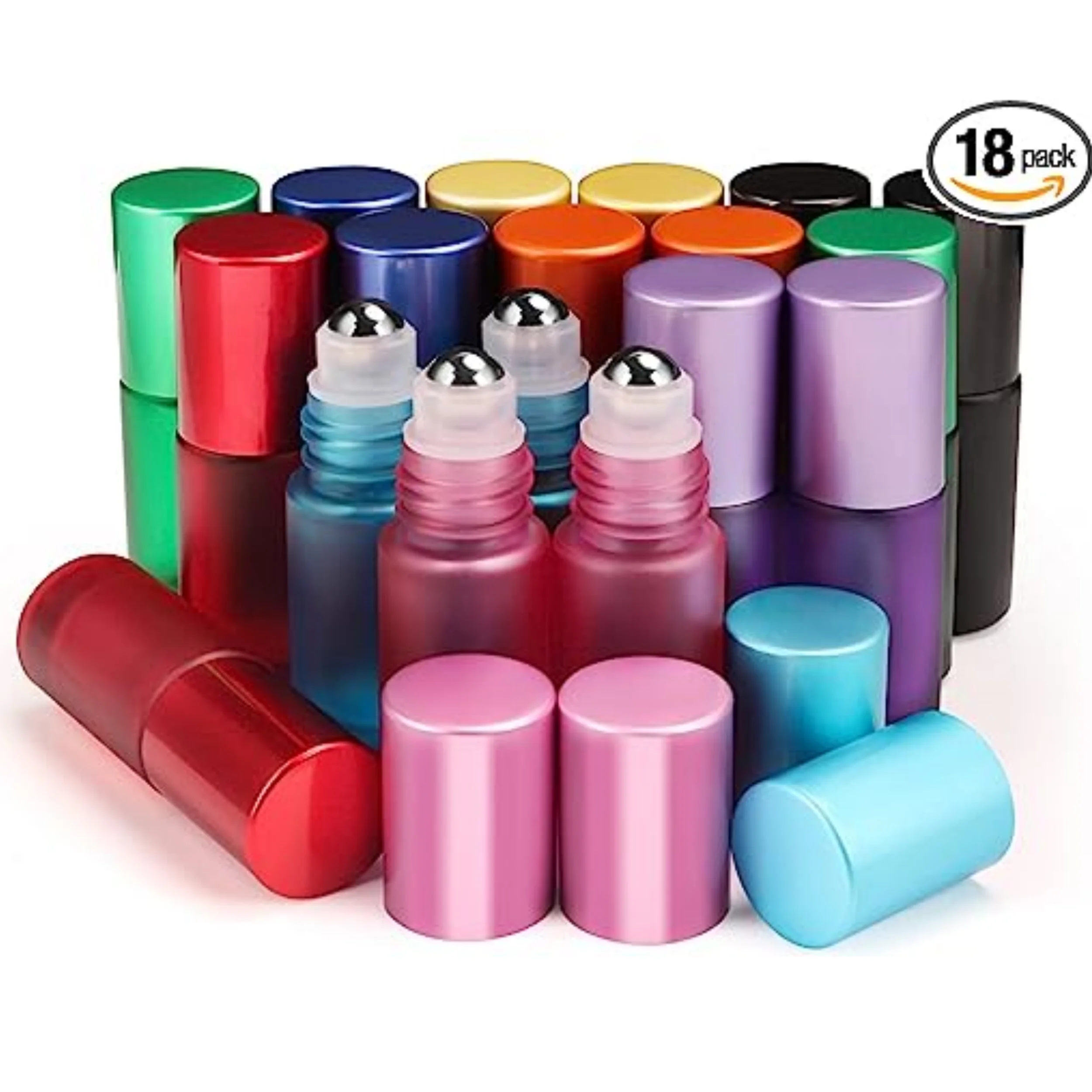 Color frosted glass Roller Bottle Essential Oil Roller bottle DIY perfume sample  bottleWith Stainless Steel Roller Balls