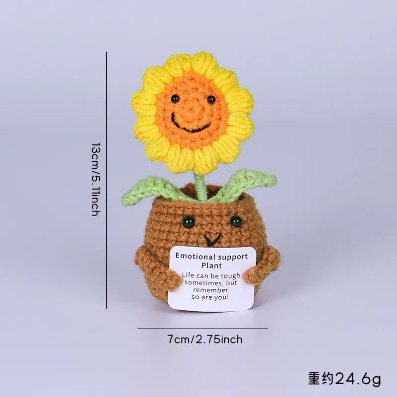 Factory Wholesale Crochet Flower Pot Handmade Knitting Crochet Sunflower Cactus Tulip Pot Crochet Flower Pot With Positive Card