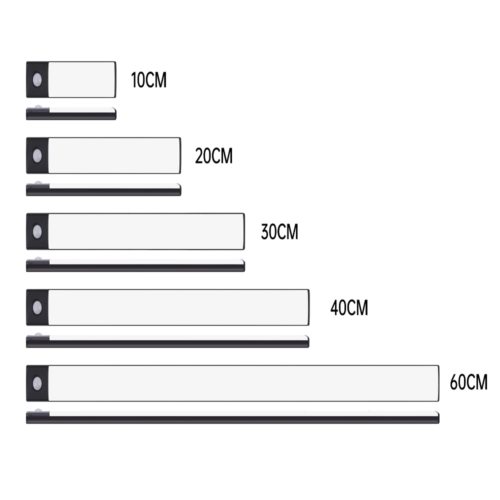 Wireless Ultra-thin Cabinet Under Lamp Rechargeable Intelligent Strip Light Magnetic Motion Sensor LED Light Closet Shelf Stair