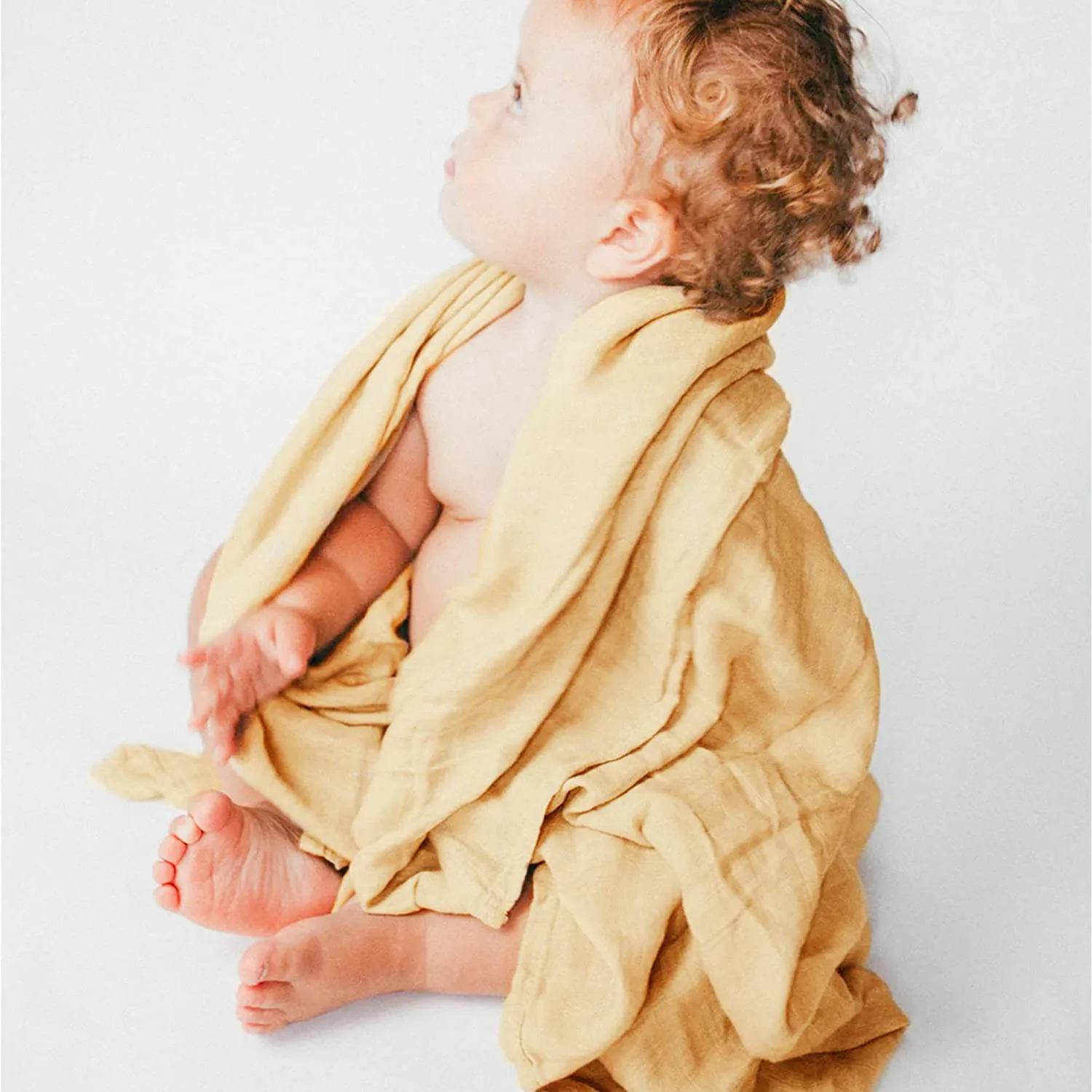 2 Pack Set Breathable Ultra-Soft 100% Cotton Muslin Baby Swaddles Receiving Blanket Headbands Set