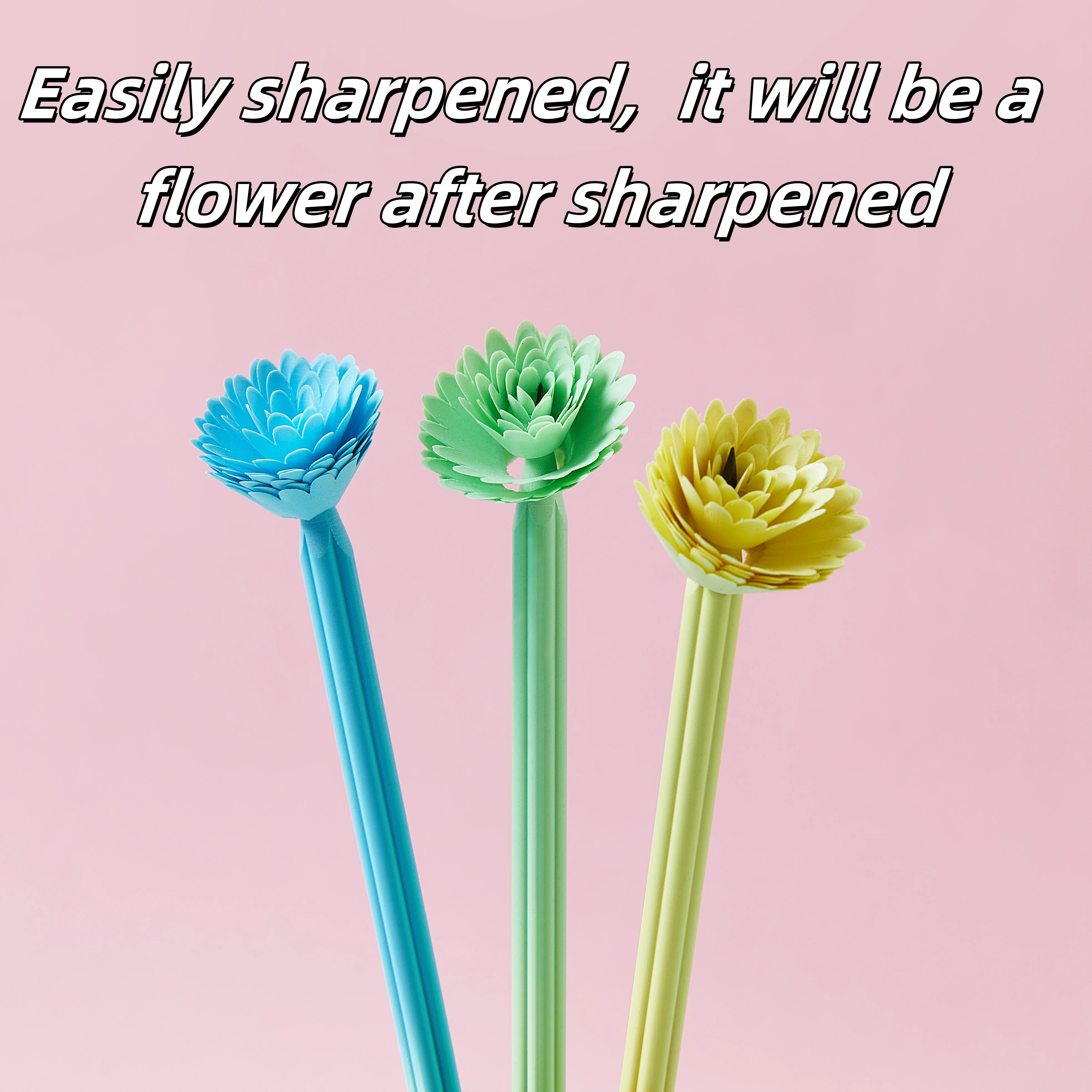 Flower Shape HB Pencils Macaron Colored Barrel HB Pencil 30Pcs PET tube