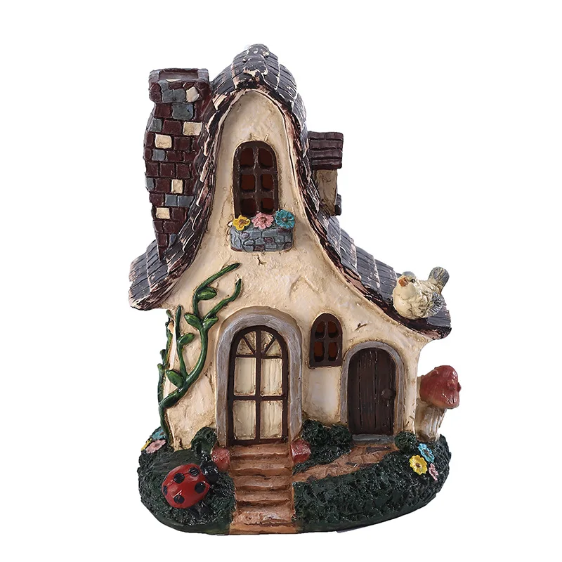  Time Slow 1pcs Fairy House Resin Crafts Outdoor Balcony Villa Ornament Garden Room Decor Miniature Landscape Cartoon
