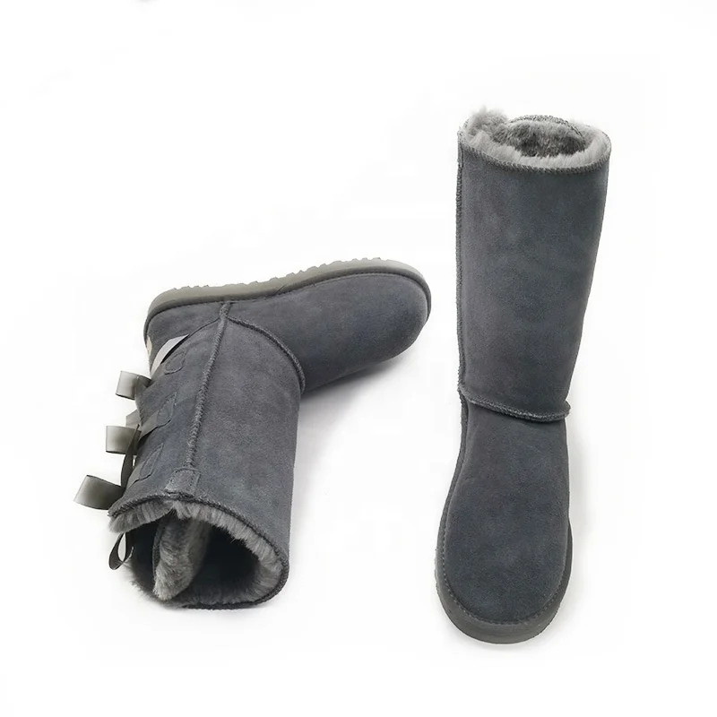 
Hot sale long thigh high flat tall winter genuine leather fur lining boots for girls and women 