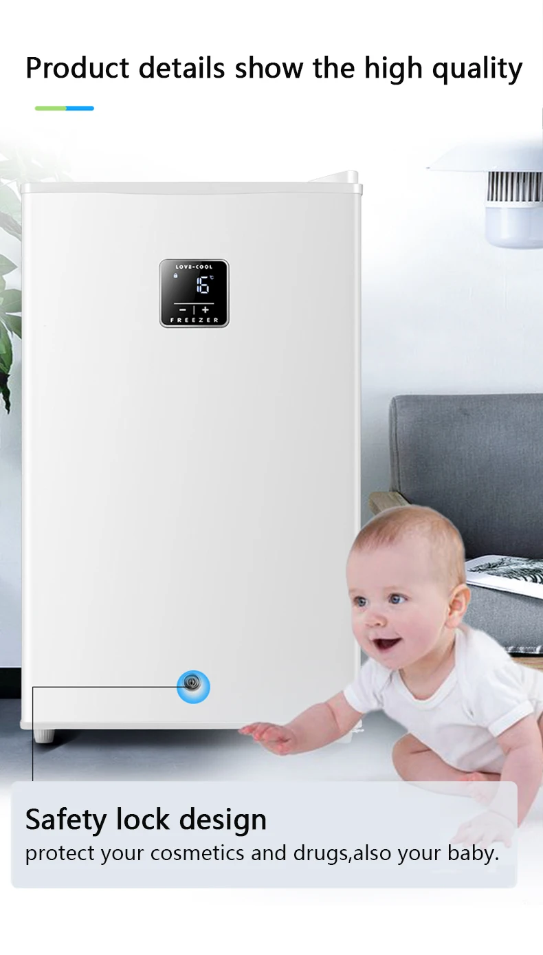 Mini Fridge Portable Compact Refrigerator Electric Cooler and Warmer 46L 6 Can for Car Boat Self-driving Camping Outdoor