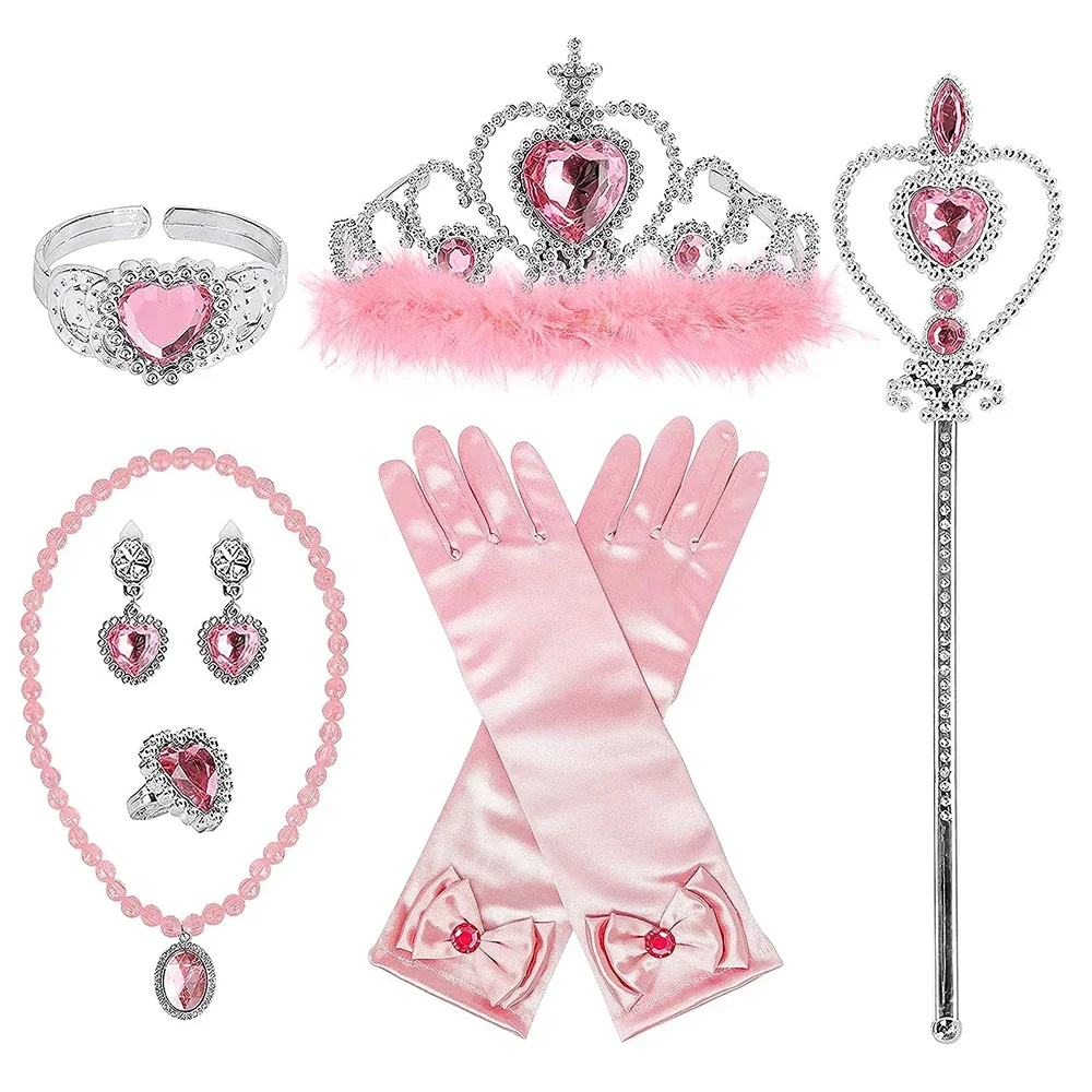 Love Party Frozen Black Magic Wand Crown princess dress up accessories Necklace ring earrings gloves Halloween Crown Magic wand