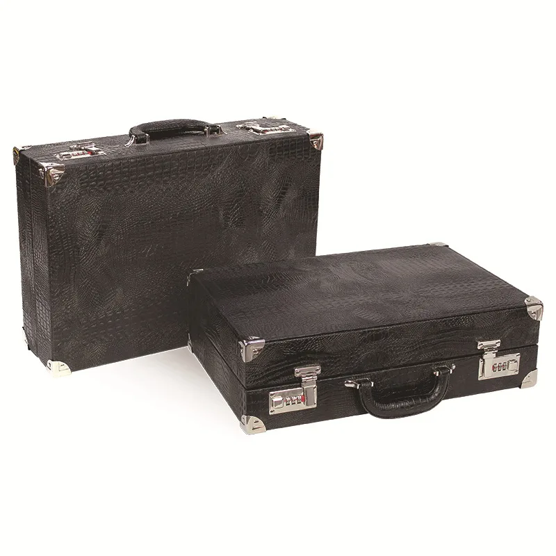 Factory Wholesale Watch Suitcase Organizer Good Crocodile Leather Brown Travel 21+8 Slot Bulk Portable Watch Storage Box