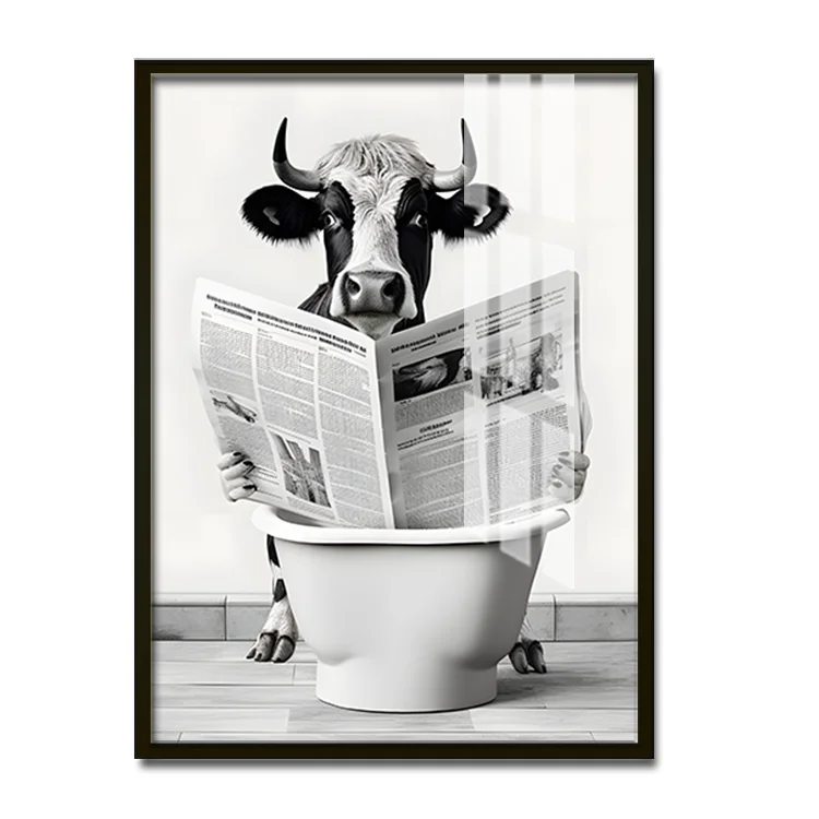 new design factory wholesale price Cow creative painting or custom pattern crystal porcelain painting for decorating