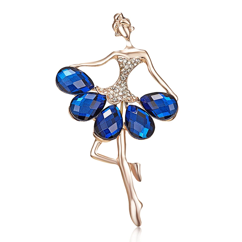 Custom Ballet Dancing Girl Brooch Jewelry Luxury Brooches  Clothes Hat Pins Rhinestone Brooch For Women