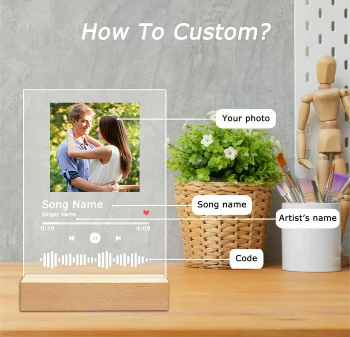 Custom Art Pictures Custom Music Acrylic Lamp For Gift Home Decor